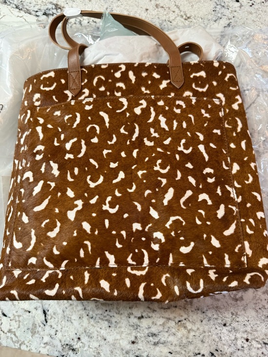 Madewell Handbags - Brown and White Animal Print Tote Bag - Faux Haircalf